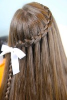 Cute Waterfall Braid with bow Hairstyle